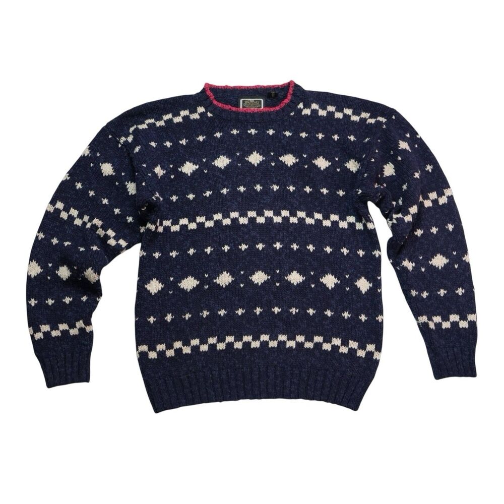 Britches of Georgetowne Silk Cotton Fair Isle Sweater Size L Made in Hong Kong